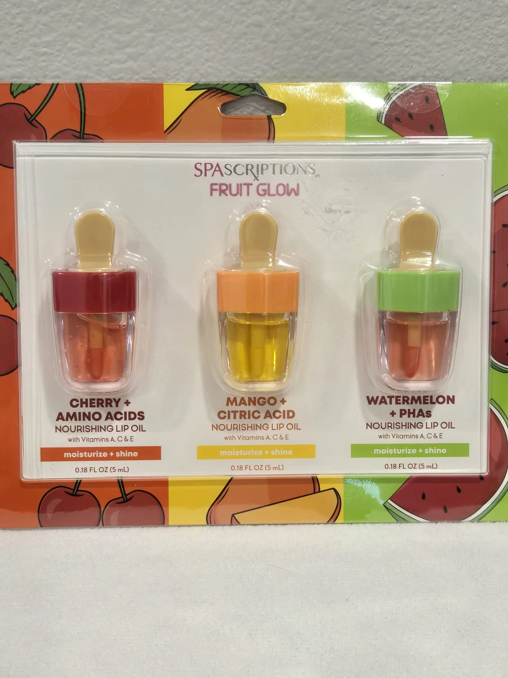 Fruit Glow Nourishing Lip Oil Trio - Cherry, Mango, Watermelon